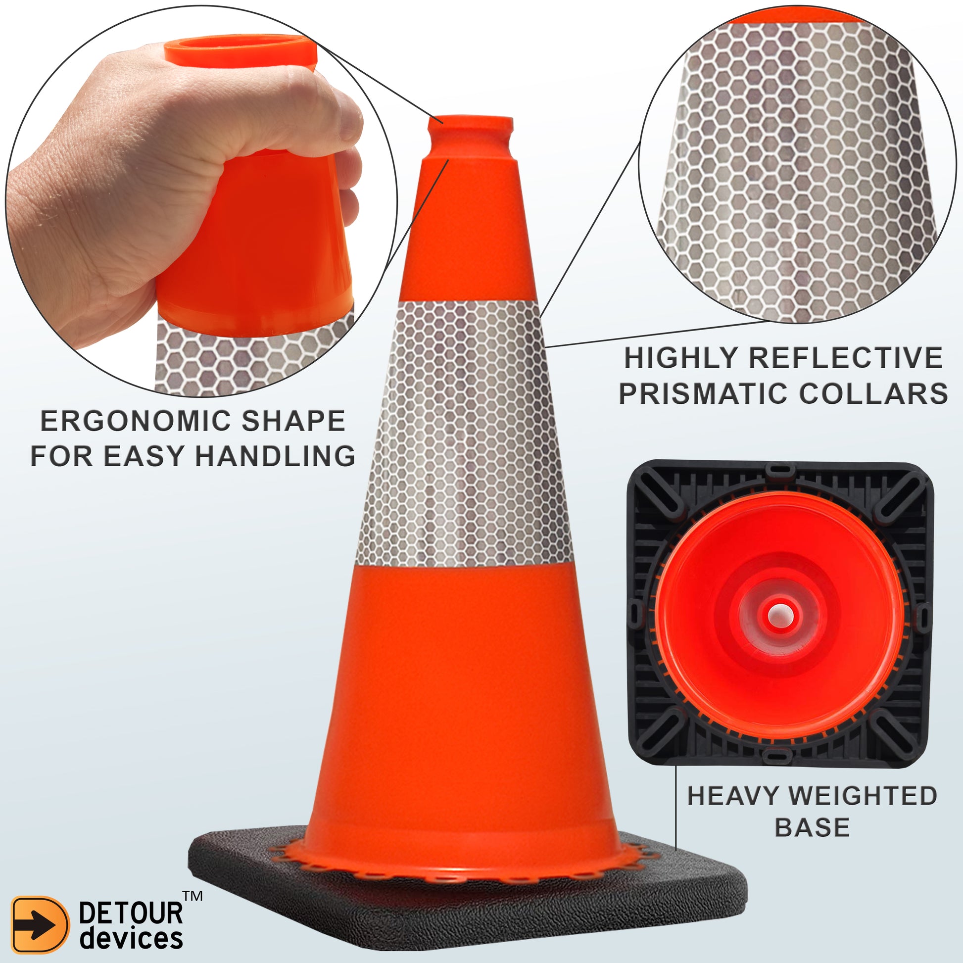 24 of Orange Traffic Cones 18 Inch , Multipurpose PVC Plastic Safety Cone