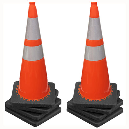 Traffic Safety Cones, 36 Inch Heavy Duty Orange PVC Parking Cones with Reflective Collars and Black Weighted Base, Traffic Cones for Construction, Traffic, Parking